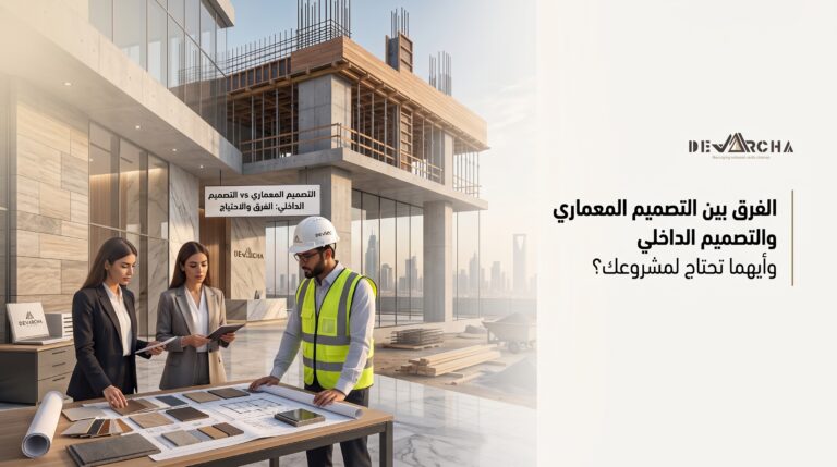 الفرق بين التصميم المعماري والتصميم الداخلي وأيهما تحتاج لمشروعك؟